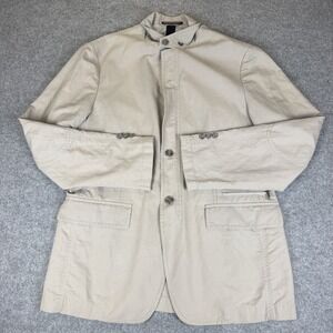 Henry Cottons Men Beige Safari Utility Jacket Blazer Size 100 Large Cotton Coat